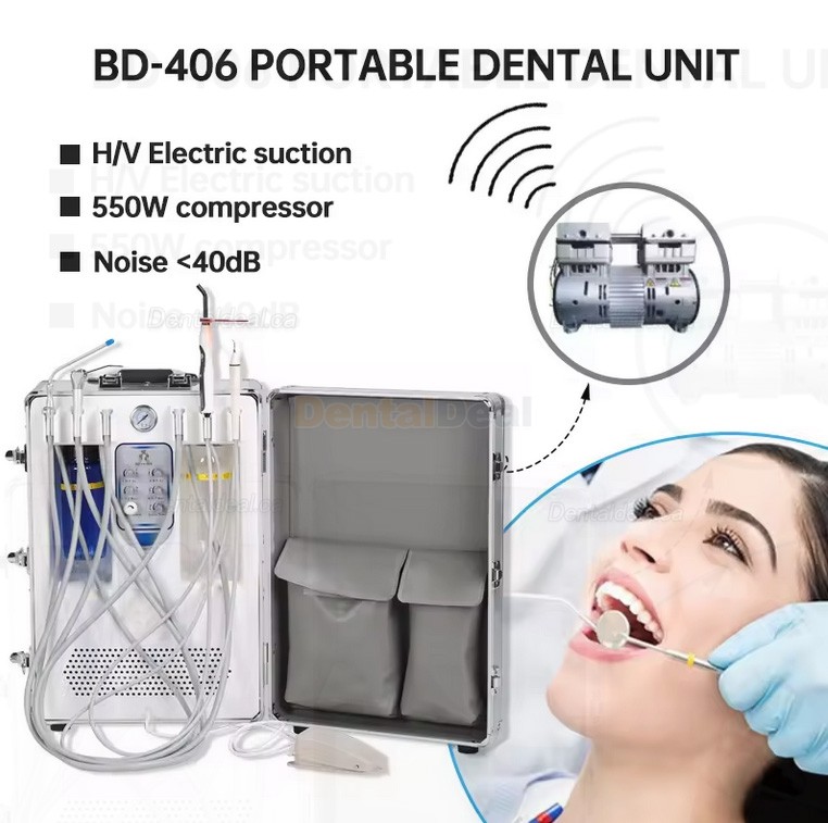 BD406 Portable Dental Unit with 3-Way Syringe+Suction+LED Curing Light